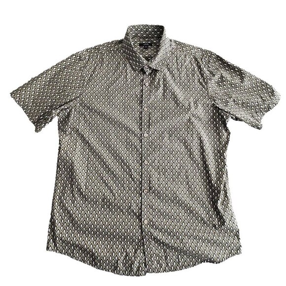 Alfani Llama Geo Print Shirt Men's Size XL Short-Sleeve Button Down Shirt Green - Picture 1 of 16